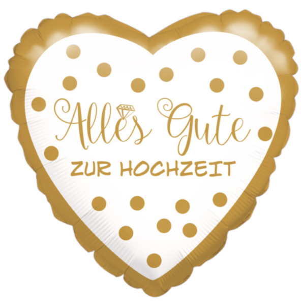 Folienballon - Alles Gute zur Hochzeit, goldene Punkte - ø 45cm